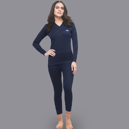 Amul Comfy Women's Kashmira Thermal Trouser | Super Combed Cotton Rich Regular Fit Body Warmer Pant | Soft, Breathable & Naturally Insulated Winter Underpant Blue - Image 4