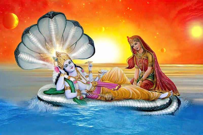 wallpics Lord Vishnu Religious Waterproof Vinyl Sticker Poster 24X36 inches can19123