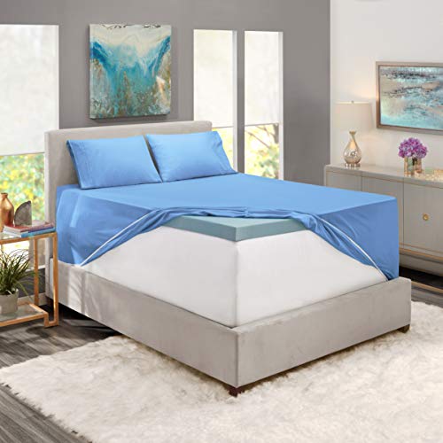 Nestl Queen Size Sheet Set, 4 Piece Extra Deep Pocket (18-24 inches), Microfiber, Cooling, Hotel Luxury, Soft, Breathable, Wrinkle-Free, Easy to Care, Calm Blue - Image 4