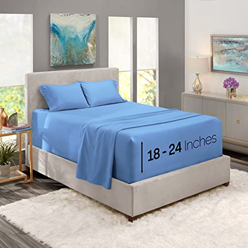 Nestl Queen Size Sheet Set, 4 Piece Extra Deep Pocket (18-24 inches), Microfiber, Cooling, Hotel Luxury, Soft, Breathable, Wrinkle-Free, Easy to Care, Calm Blue - Image 1