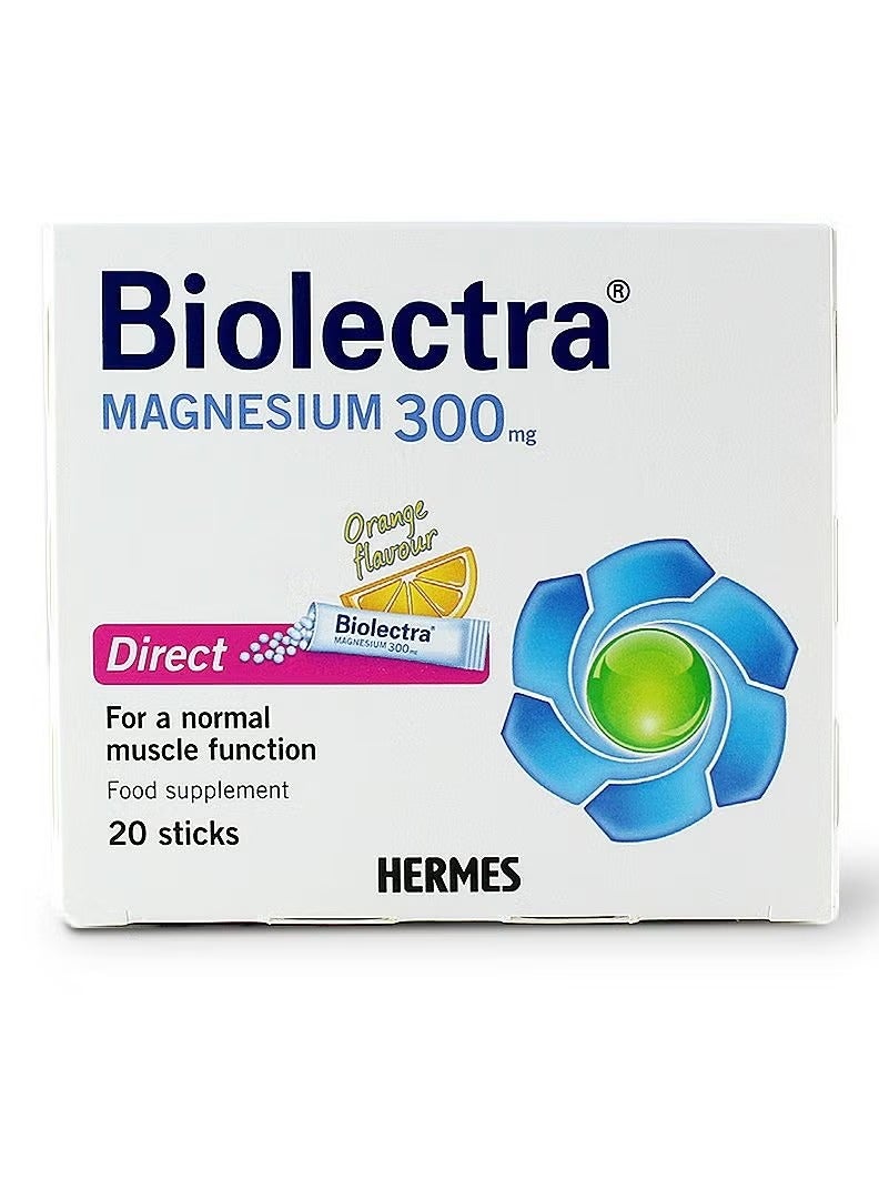 Biolectra Magnesium 300mg for Normal Muscle Function 20 Sticks