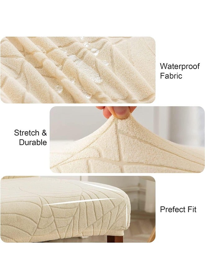 DUNISO 6 Pcs Dining Chair Slipcovers, Waterproof Dining Room Chair Cover, Stretch Jacquard Chair Slipcover Removable Washable Chair Protector for Home, Restaurant, Banquet, Kitchen ，Beige  - Image 2