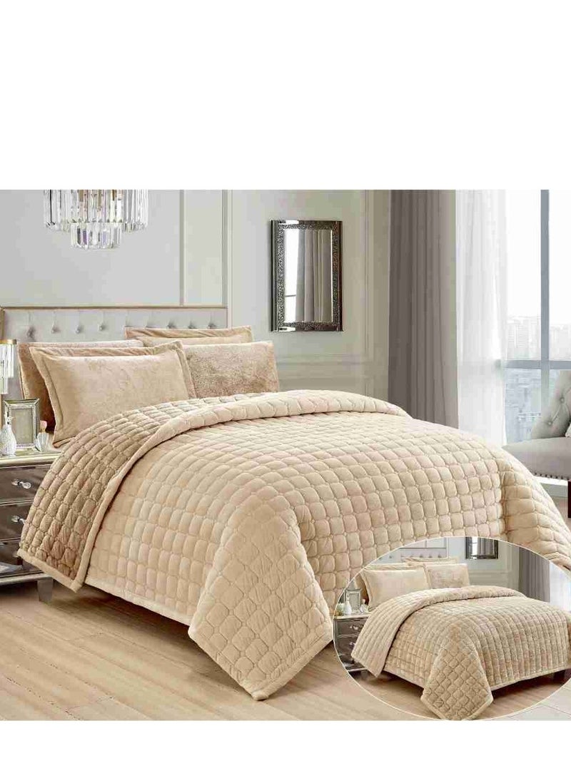 MARK 6 Pieces Soft Winter Plain Compressed Double Bed Sheet Quilt Size 240x220 cm - Image 1