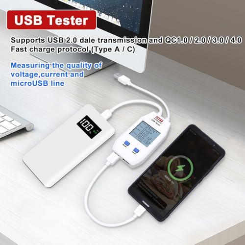 UNI-T UNIT LCD USB Type C Digital Tester Power Voltage Amps Meter Current Capacity Cable Tester Tool UT658Dual DC 424V Voltmeter Ammeter Detector Inspecting Portable Power Sources - Image 3