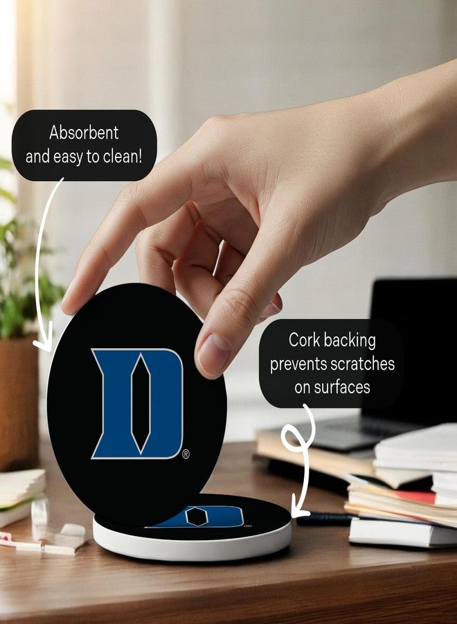 Desert Cactus Duke University Circle Ceramic Coasters 4 Pack Blue Devils Absorbent Drink Coasters with Cork Backing (Design B) - Image 5