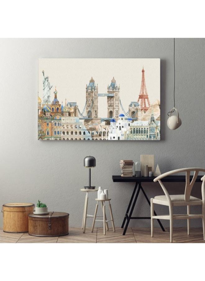 Home Gallery Home Gallery set famous landmark Printed canvas wall art  - Image 1