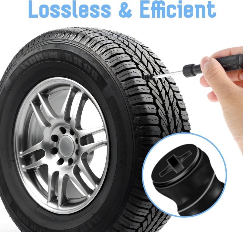 Tire Plug Repair Kit 60 Rubber Iron Screws 2 Sizes - Fast No-Dismantle Tire Repair Tools with Screwdriver for Cars Motorcycles Bikes Trucks - Image 5