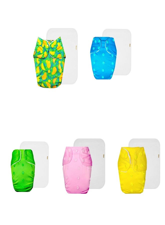 حفاضات دمبلدو القماشية الممتازة مع حشوة قطنية (عبوة من 5) | مضادة للحساسية | قابلة لإعادة الاستخدام والغسل | أزرار كبس قابلة للتعديل | موثوق بها من قبل الأمهات | من 3 أشهر إلى 3 سنوات | للجنسين - Image 1