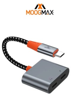 MOOGMAX Dual Audio and Charging Adapter with iPhone Port - Lightning Converter - Audio Output Device - Charging Adapter - Type-C Output - Type-C Converter - iPhone Adapter - Headphone Adapter - Charging Adapter - External Accessory for iPhone - External Accessory for Galaxy  - Image 1