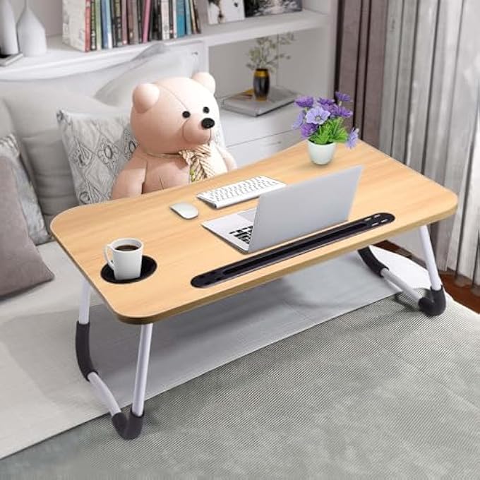 AWH MultiPurpose Foldable Laptop Table for Bed  Includes Cup Holder and Spacious Surface  Perfect Lap Desk for Working Eating or Reading on Couch Floor or Bed  Assorted Colors - Image 3