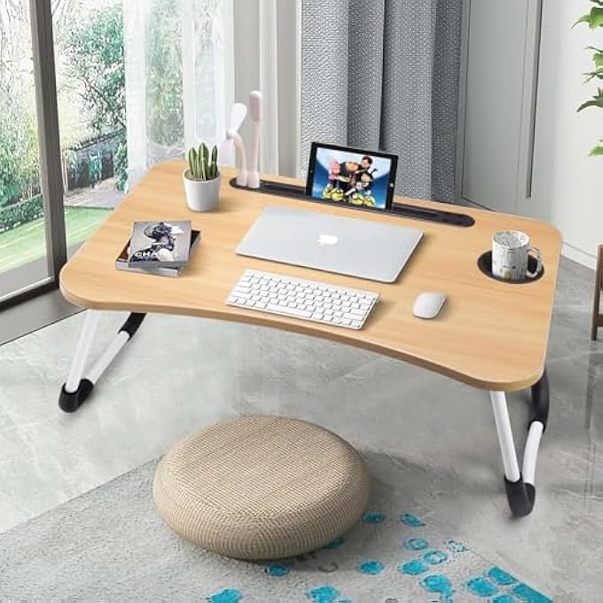 AWH MultiPurpose Foldable Laptop Table for Bed  Includes Cup Holder and Spacious Surface  Perfect Lap Desk for Working Eating or Reading on Couch Floor or Bed  Assorted Colors - Image 4