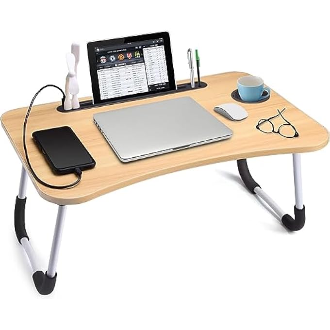 AWH MultiPurpose Foldable Laptop Table for Bed  Includes Cup Holder and Spacious Surface  Perfect Lap Desk for Working Eating or Reading on Couch Floor or Bed  Assorted Colors - Image 2