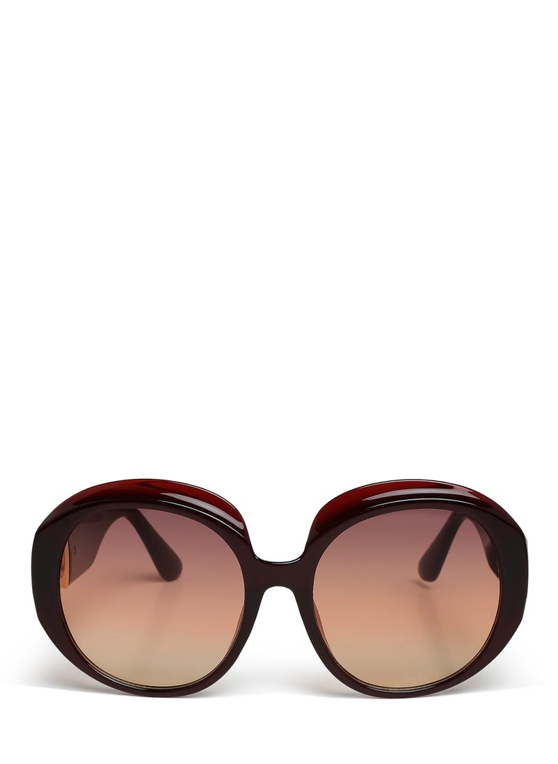 London Rag - Brown Metallic Accent Round Sunglasses - Image 1