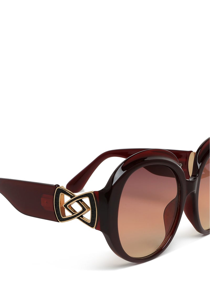 London Rag - Brown Metallic Accent Round Sunglasses - Image 1