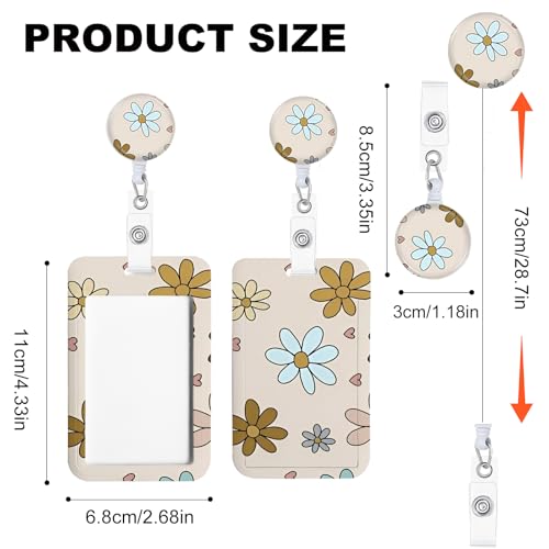 NICCCARD 3 Set Flower ID Badge Holder with Clip Badge Reels Retractable Heavy Duty,Keychain，ID Holder for School Nurse Office 7 - Image 2