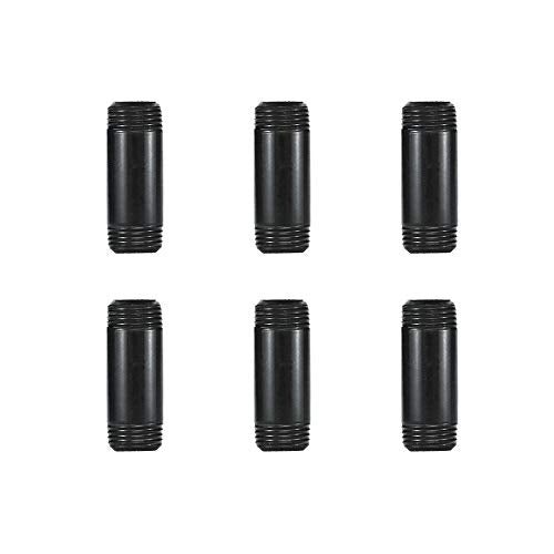 GeilSpace 6 Pack 1/2" × 2" Pre-Cut Black Metal Pipe, Industrial Steel Fits Standard Half Inch Black Threaded Pipes and Fittings - Vintage DIY Industrial Shelving (1/2" × 2") - Image 1