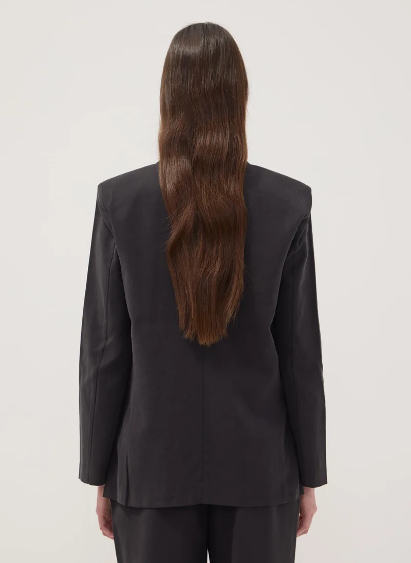 Ovs  OVS Black Regular-Fit Viscose-Blend Blazer for Women | Best Price UAE