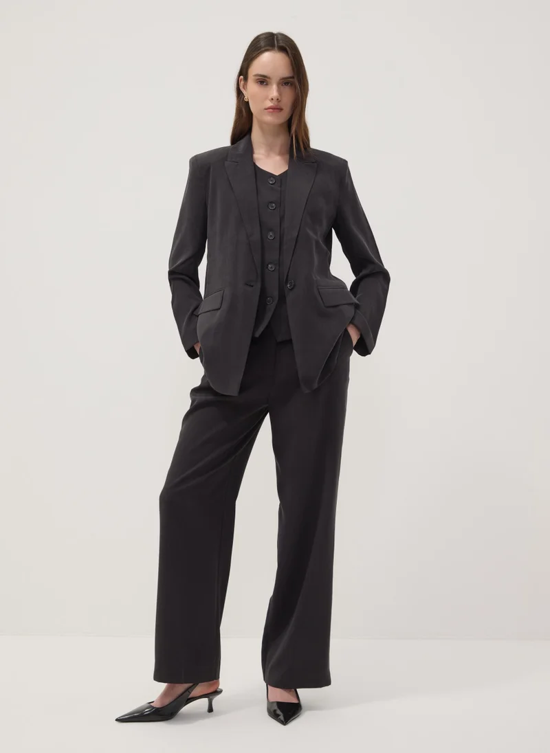 Ovs  OVS Black Regular-Fit Viscose-Blend Blazer for Women | Best Price UAE