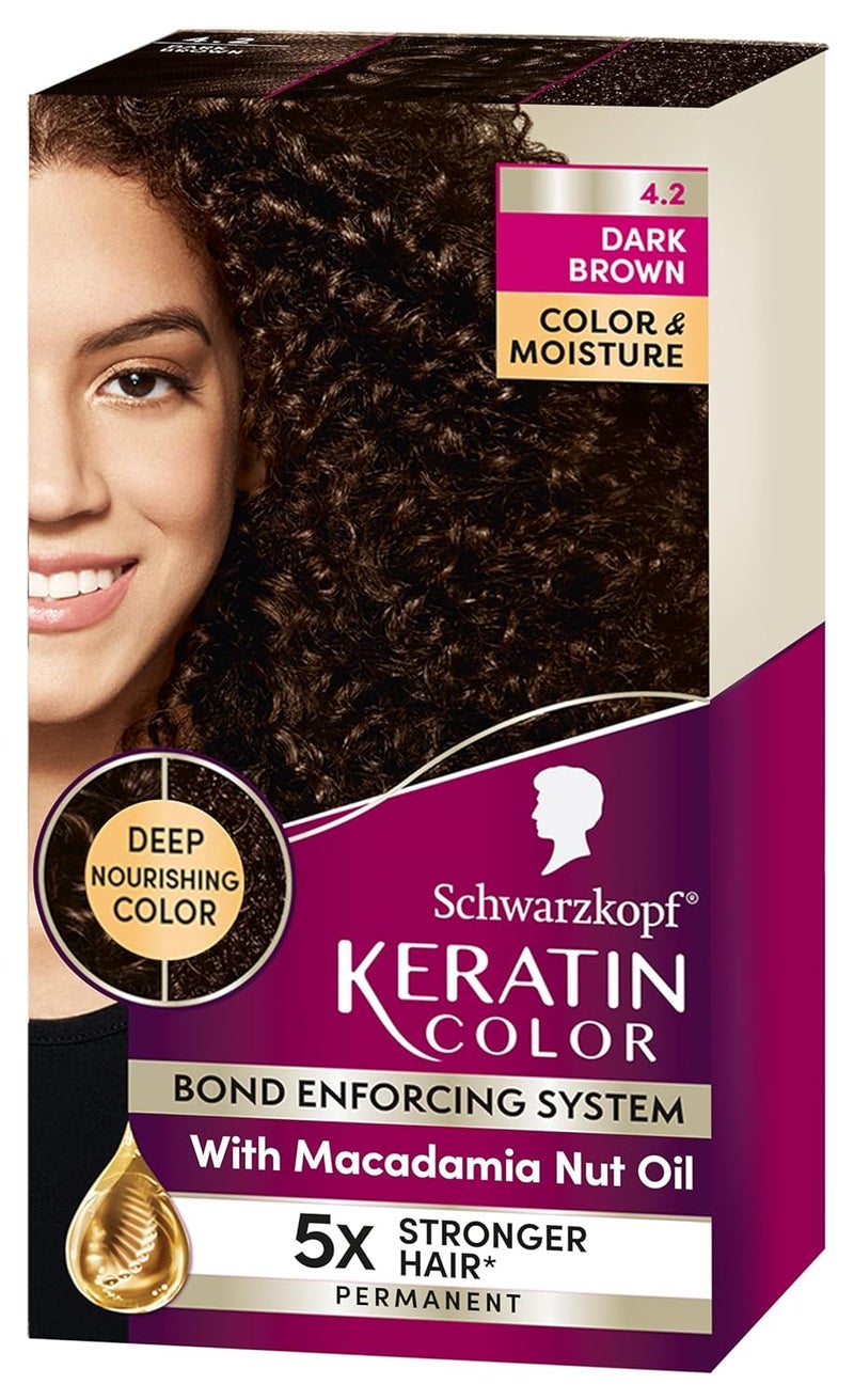 Schwarzkopf Keratin Color Color  Moisture Permanent Hair Color Cream 42 Dark Brown
