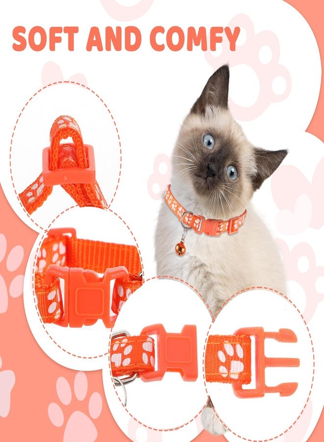 simarro 8 Pack Puppy Collars, Colorful Adjustable Kitten and Puppys Collars, 21-33cm Reflective Paw Print Collar with Bells, Soft Nylon Basic Pet Choker for Newborn Puppies, Pet Puppy Collar - Image 3