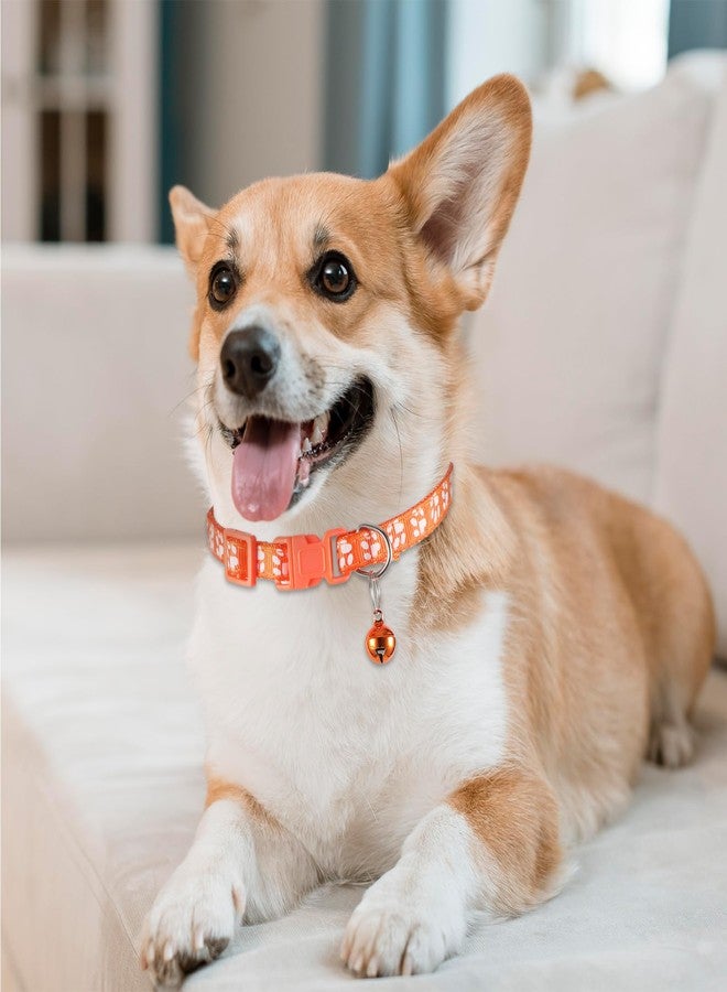 simarro 8 Pack Puppy Collars, Colorful Adjustable Kitten and Puppys Collars, 21-33cm Reflective Paw Print Collar with Bells, Soft Nylon Basic Pet Choker for Newborn Puppies, Pet Puppy Collar - Image 4