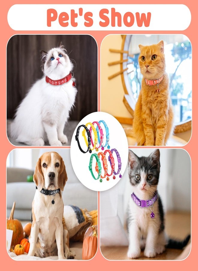 simarro 8 Pack Puppy Collars, Colorful Adjustable Kitten and Puppys Collars, 21-33cm Reflective Paw Print Collar with Bells, Soft Nylon Basic Pet Choker for Newborn Puppies, Pet Puppy Collar - Image 5