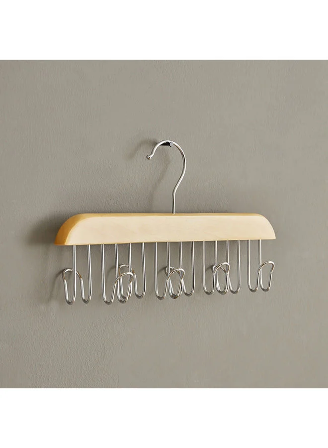 Home Box Forest 8-Hooks Belt And Tie Wooden Hanger 28x15.5x5.8 cm