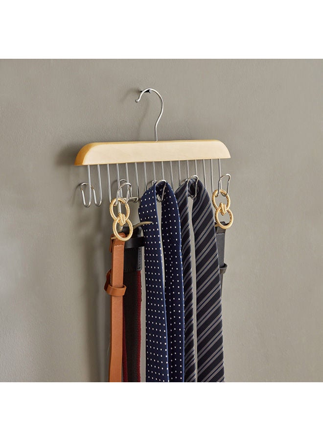 Home Box Forest 8-Hooks Belt And Tie Wooden Hanger 28x15.5x5.8 cm  - Image 5