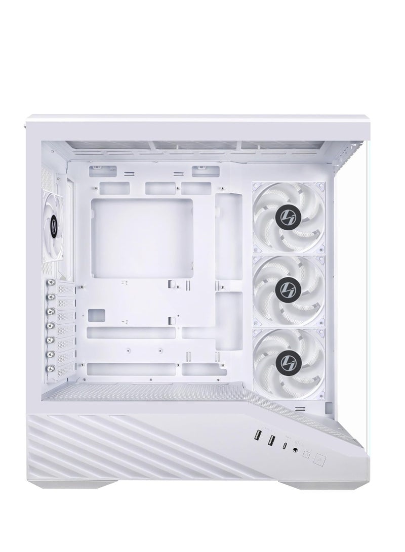 ليان لي صندوق كمبيوتر في 100 ايه تي اكس ميد تاور 4 × 120 ملم ARGB PWM مثبت مسبقا، شريط LED RGB ومنصة عرض مع زجاج مقسى، يدعم وحدة معالجة الرسومات الجرافيكية 420 ملم، رادياتور 360 ملم، تدفق هواء محسن - Image 2