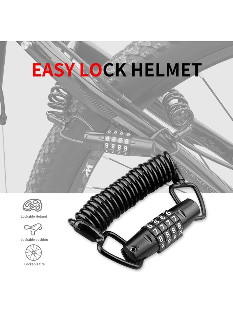 2 Pcs Bicycle Password Lock, Bike Cable Lock, 4-Digit Password Cable Lock, Combination Password Anti-Theft Lock For Bicycle/Motorcycle/Scooter/Helmet