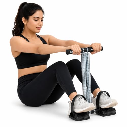 SUREFIT Double Spring Tummy Trimmer with Resistance Tube - Heavy Duty Full Body Workout Abdominal Exerciser-Standard Size (Black) - Image 3