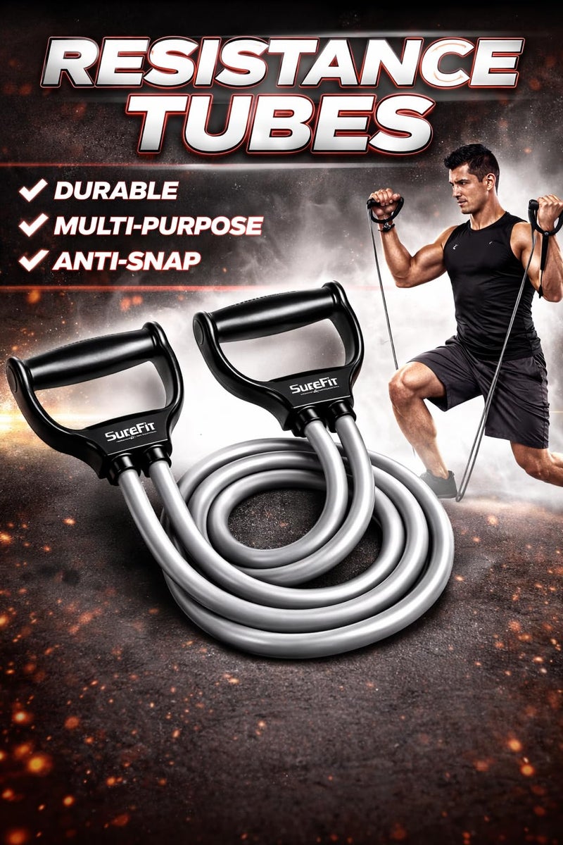 SUREFIT Double Spring Tummy Trimmer with Resistance Tube - Heavy Duty Full Body Workout Abdominal Exerciser-Standard Size (Black) - Image 5