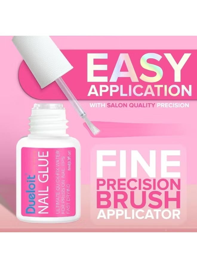 المبارزة غراء أظافر فائق القوة للأظافر الضاغطة (Press On Nails)، وأطراف الأظافر، والأظافر الأكريليكية التقليدية (15 مل) - غراء أظافر بفرشاة للأظافر الضاغطة، والأطراف، والأكريليك - ثبات طويل الأمد، قوة قصوى، تطبيق خالٍ من الفوضى. - Image 2