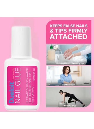 Super Strong False Nail Glue for Press On Nails, Nail Tips & Acrylic Fake Nails (15ml) Nail Bond Brush On Glue for Press Ons, Tips & Acrylics - Long Lasting, Maximum Strength, Mess-Free Application. - view 4