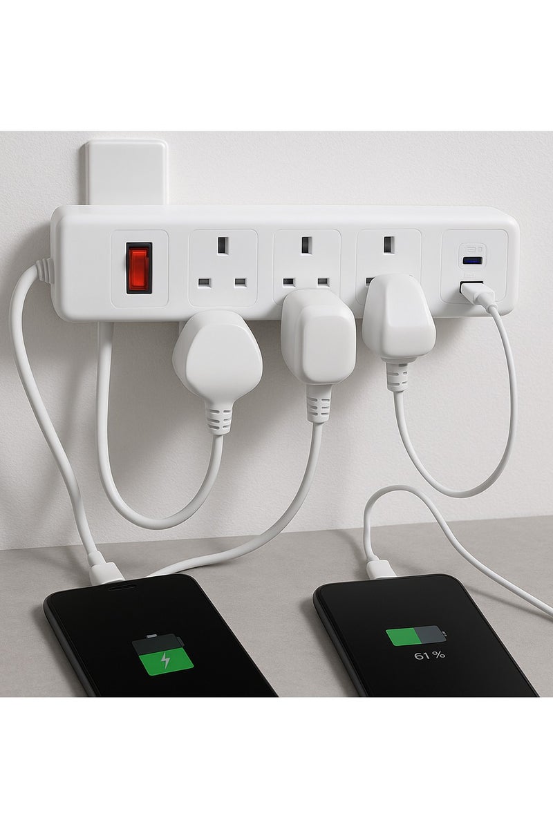 جونيو توصيلة كهرباء GONEO EA1030 مع 3 منافذ و2 USB، قدرة 2990 واط، كابل 5 متر، حماية ضد زيادة الحمل، معتمد SASO وشهادة المطابقة الخليجية - Image 3