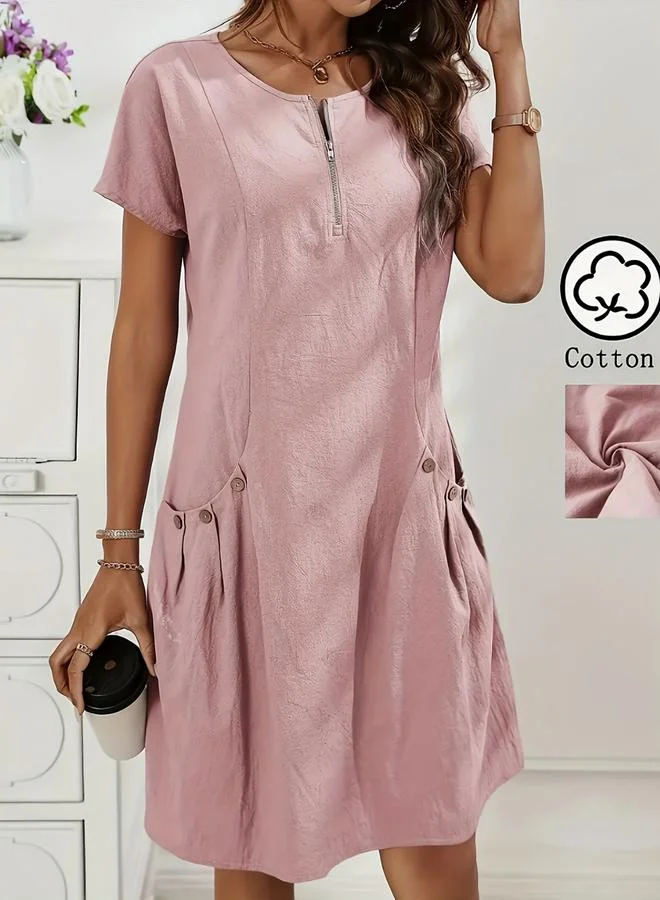 تايك تو فستان قطن بطول الركبة وحافة واسعة