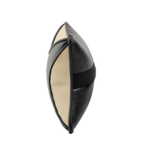 Auto Hub Car Neck Rest and Headrest Pillows Cushion Set, PU Leather (Black/Beige) - Pack of 2 - Image 3