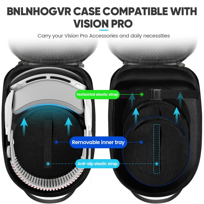 sarlar Hard Carrying Case Compatible with Oculus Meta Quest 3S/Quest 3/Quest 2, Lightweight and Fixed Protection for VR Headset Controller and Official Head Strap Accessories, Travel and Storage - Image 3