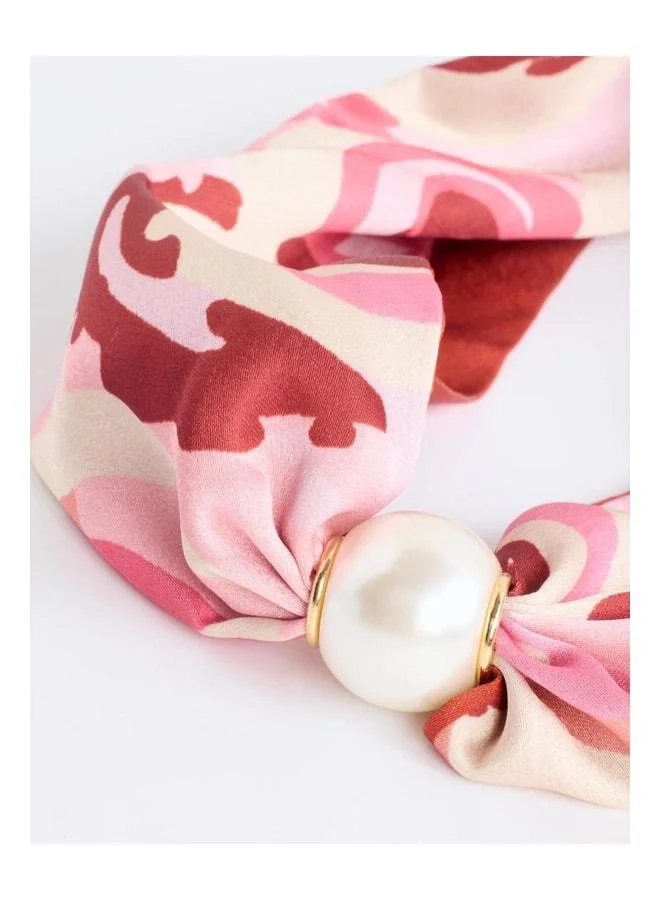 Jimmy Key  Pink Pearl Detailed Scarf Necklace. for Women | Best Price UAE