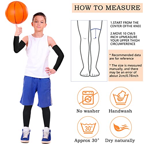 Geyoga 4 Pairs Kids Leg Sleeves Compression and Arm Sleeves Youth Leg and Arm Wraps for Cycling Basketball Sports(Medium,Black) - Image 4