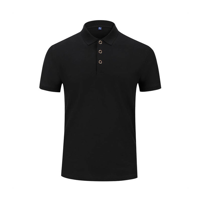 230g mercerized antibacterial bead lapel short sleeve Polo high-end work clothes Leisure Group outdoor activity clothes printed advertising Black  - Image 1