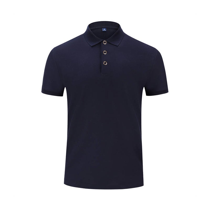 230g mercerized antibacterial bead lapel short sleeve Polo high-end work clothes Leisure Group outdoor activity clothes printed advertising Black  - Image 3