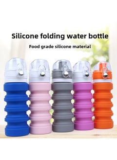 Generic Explosions Folding Silicone Kettle Folding Telescopic Water Cup Outdoor Travel Folding Water Cup-Colour:Light Blue (color Box Packaging)-Capacity:400ml  - Image 3
