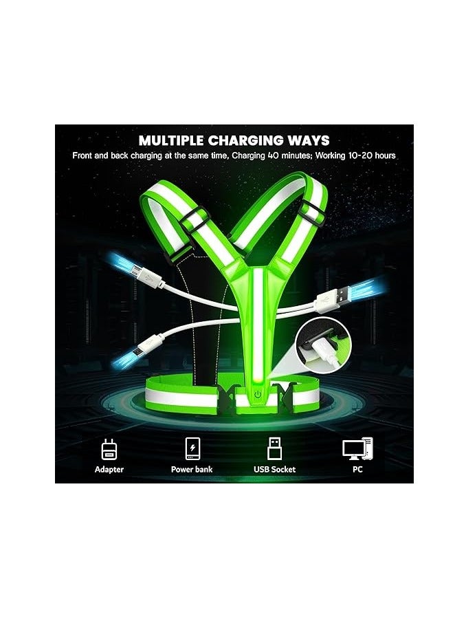 Meetion LED Reflective Running Vest Gear Light Up Vest Runners Night Walking USB Rechargeable,Up to 11hrs Light with Adjustable Waist/Shoulder for Women Men Kids, One Size  - Image 4