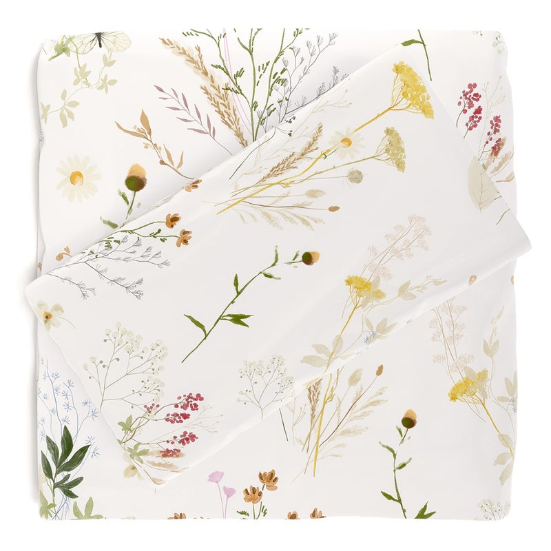 Pobi Baby  Premium Twin Fitted Sheet Flat Sheet with Pillow case  UltraSoft Cotton Blend Stylish Floral Pattern Deep Pockets  Twins Sheets  3 PC Wildflower