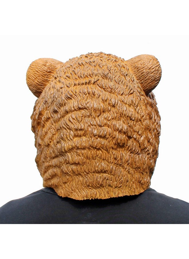 CreepyParty Deluxe Halloween Costume Party Latex Animal Head Mask Brown Bear  - Image 5