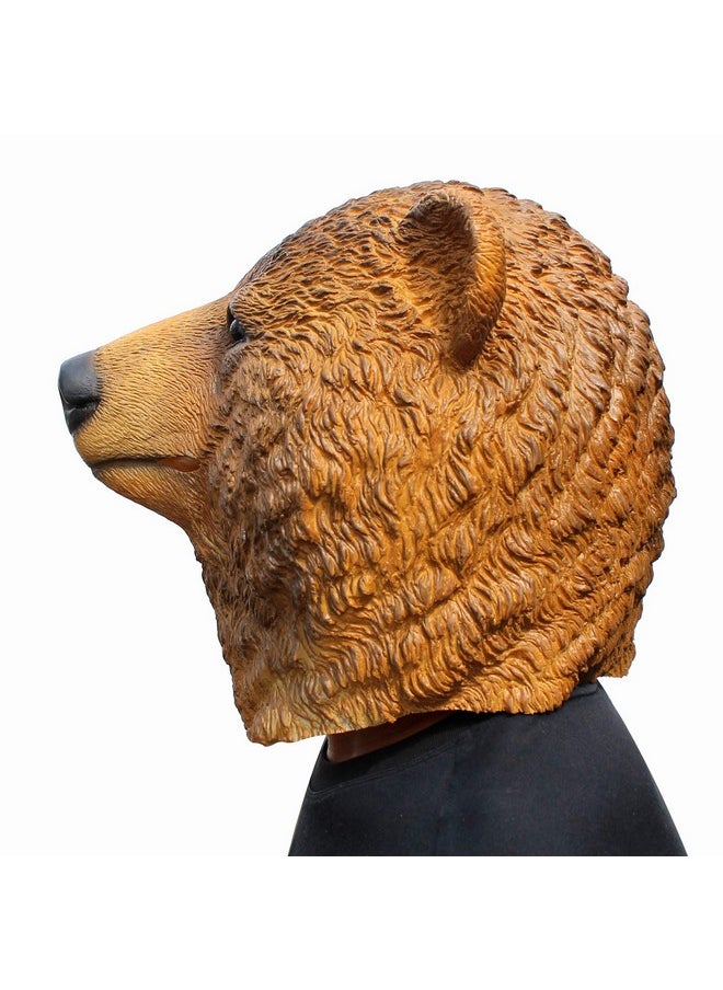 CreepyParty Deluxe Halloween Costume Party Latex Animal Head Mask Brown Bear  - Image 3