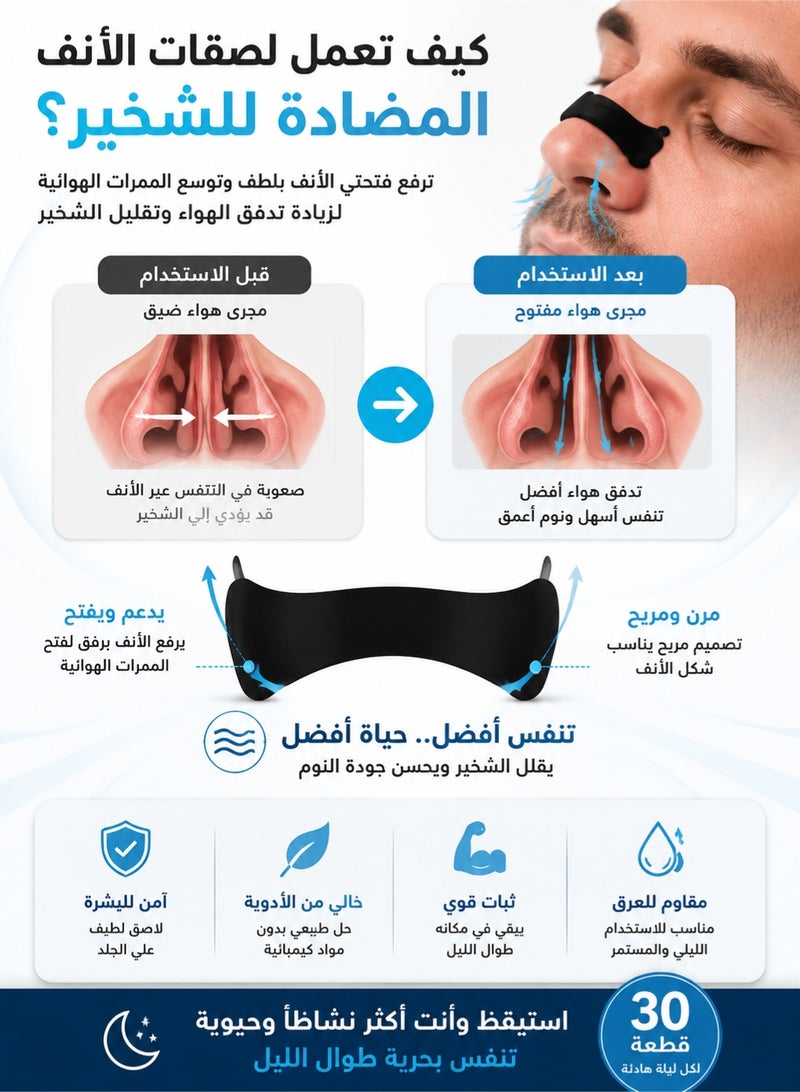 WHO Anti Snoring Nasal Strips – Comfortable Breathing Support Patch (30 Count) for Better Sleep & Reduced Snoring - Image 2