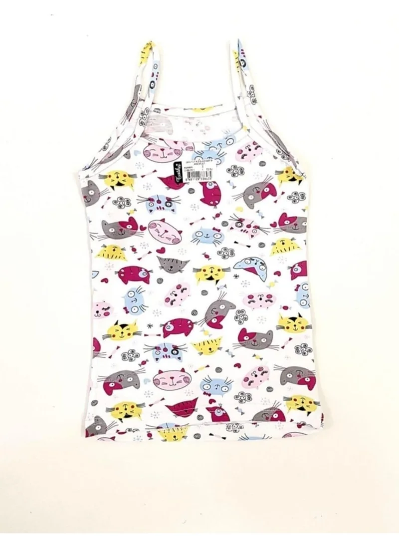 Tutku 0850 Girls Colorful Patterned 6-Piece Undershirt with Rope Straps