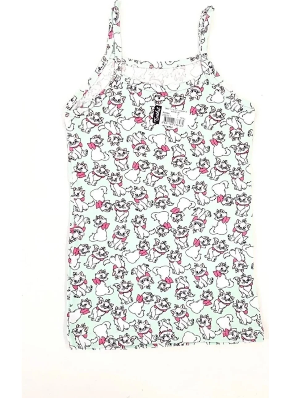 Tutku 0850 Girls Colorful Patterned 6-Piece Undershirt with Rope Straps